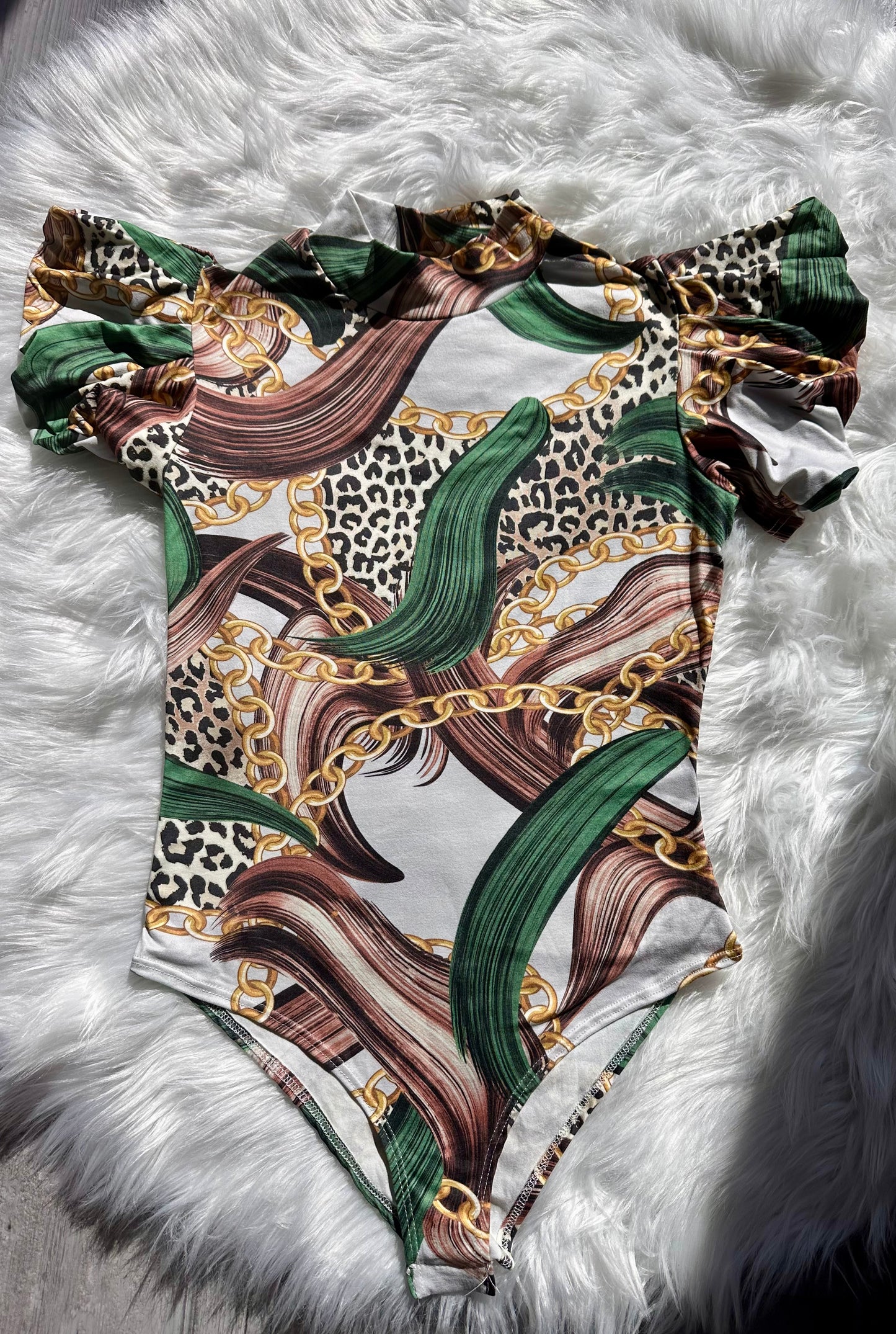 Chain Animal Print Bodysuit