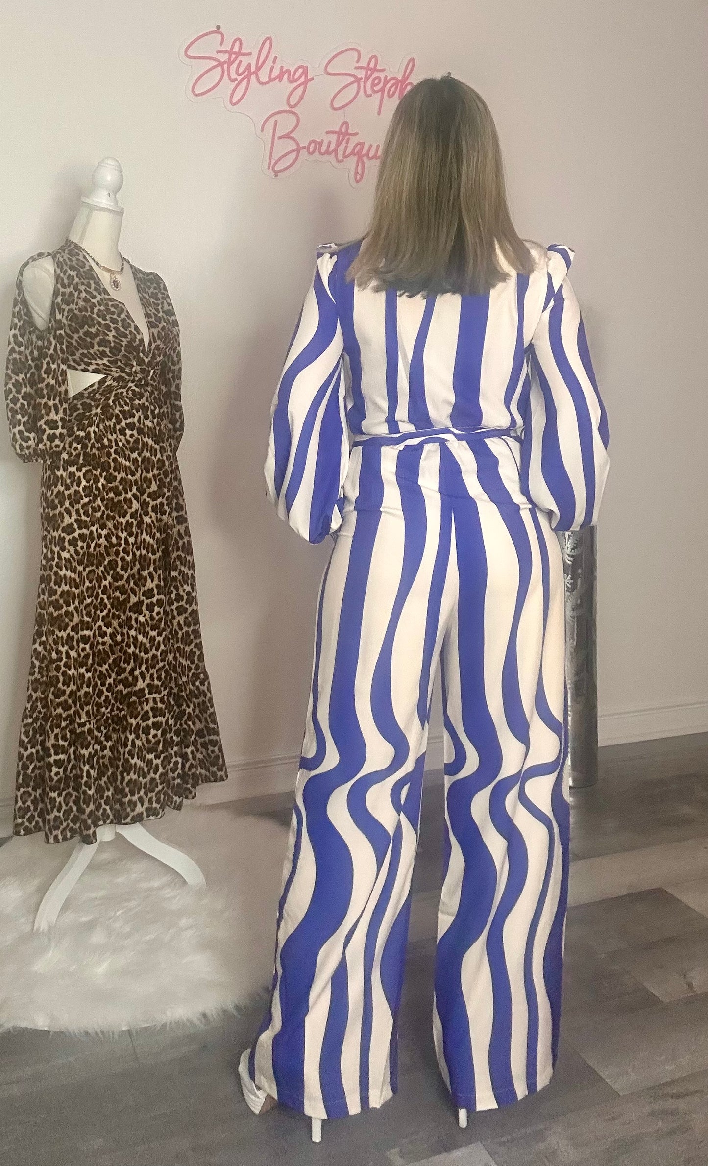 Blue and White Jumpsuit