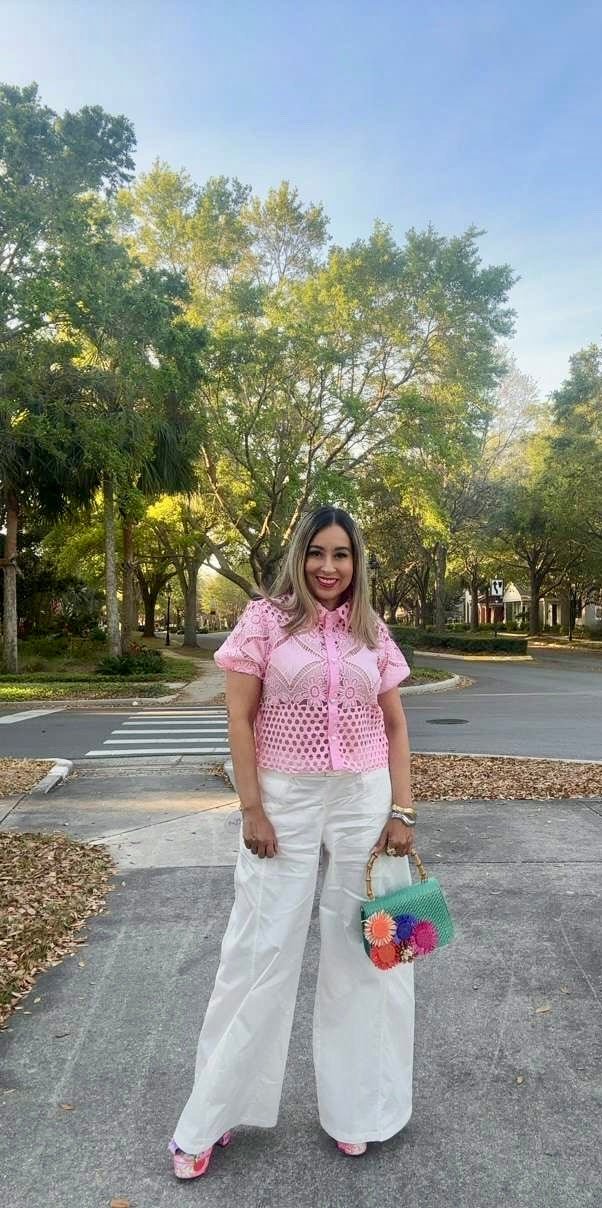 Soft Pink Pearl Hearted Button Top