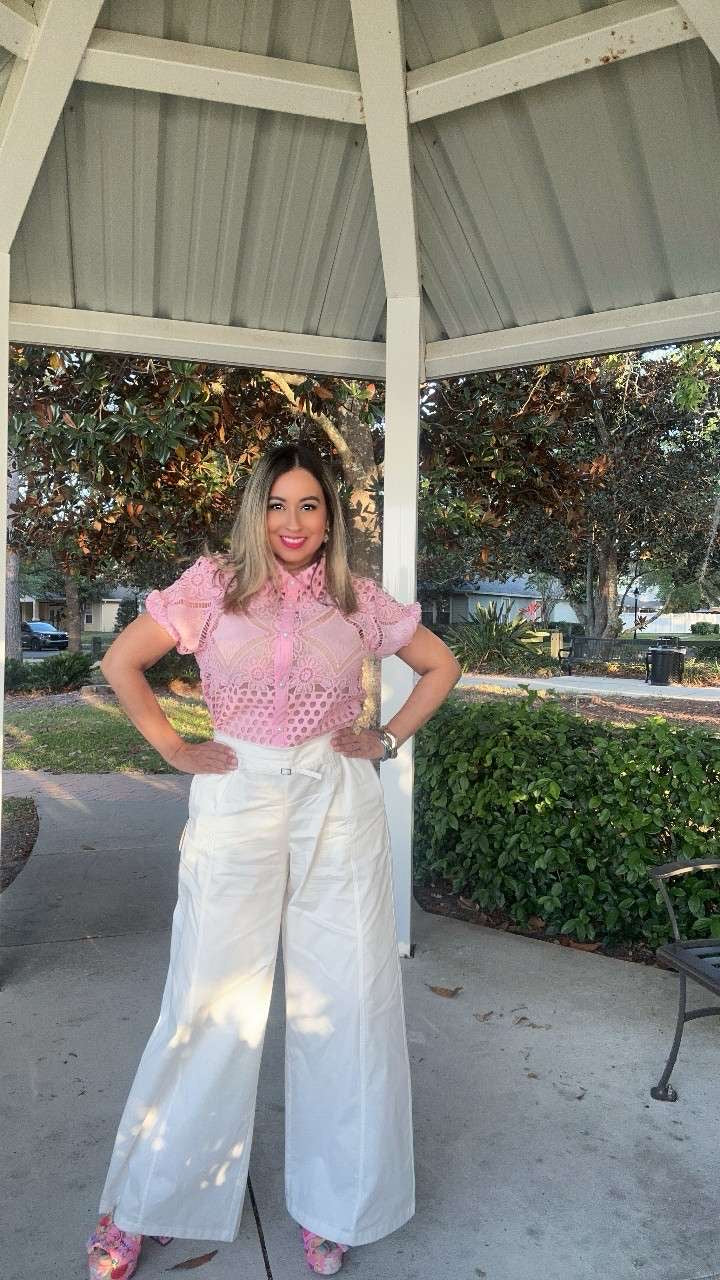 Soft Pink Pearl Hearted Button Top