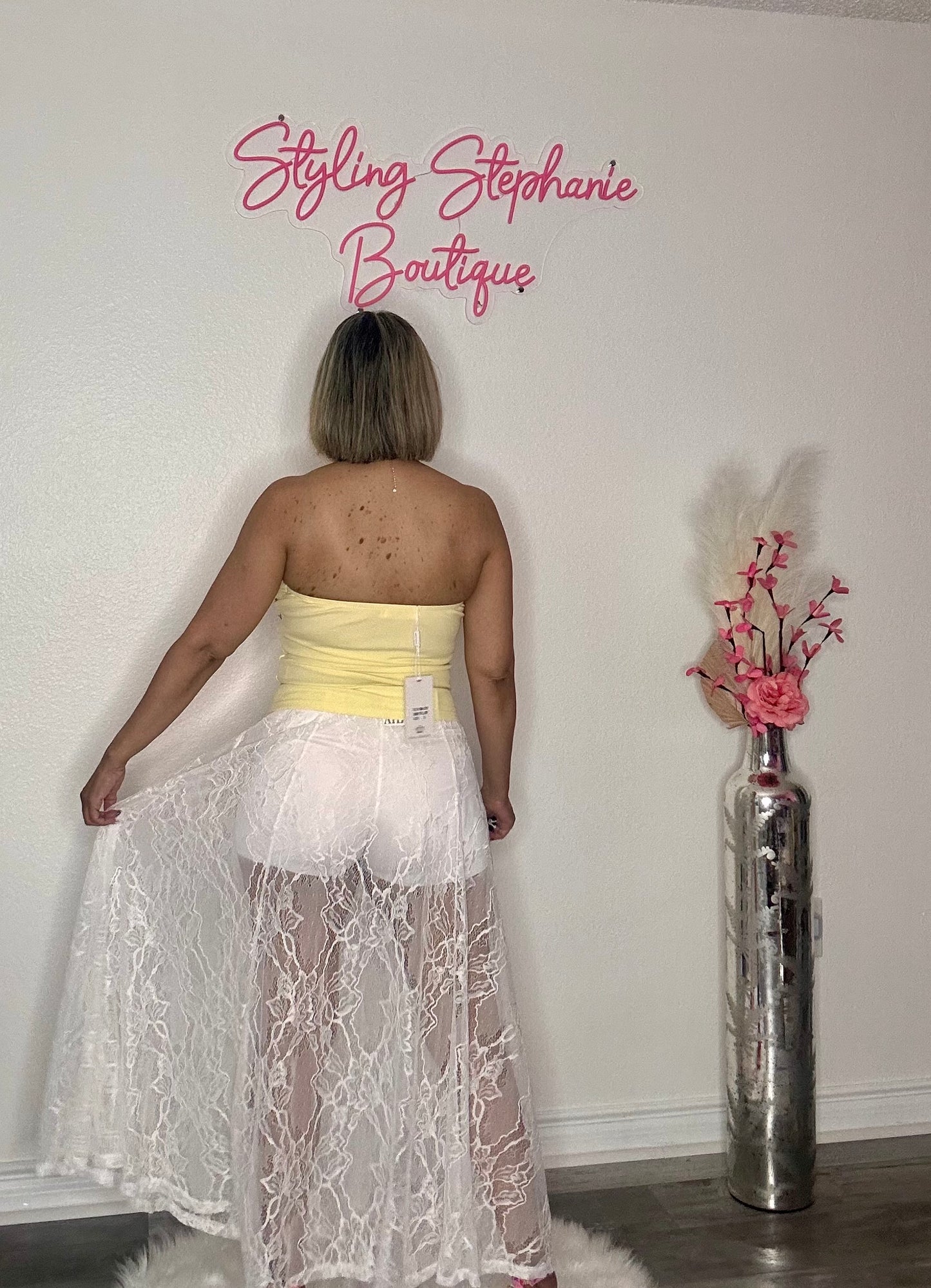 Yellow Flower Pearl Rhinestone Top