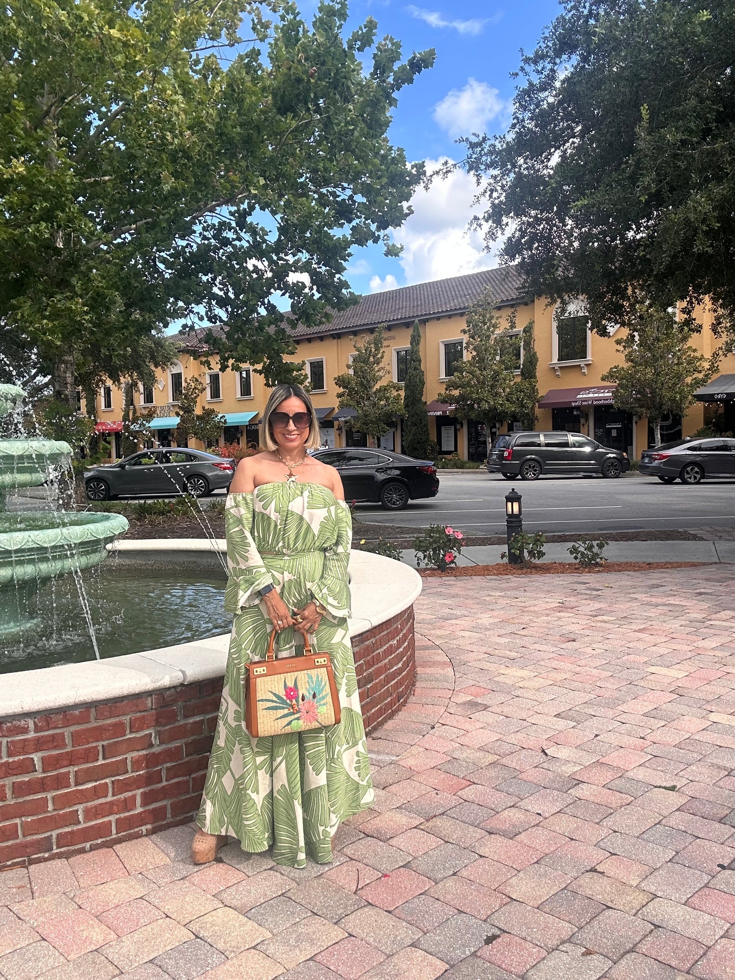 Soft Green Palm Skirt Set