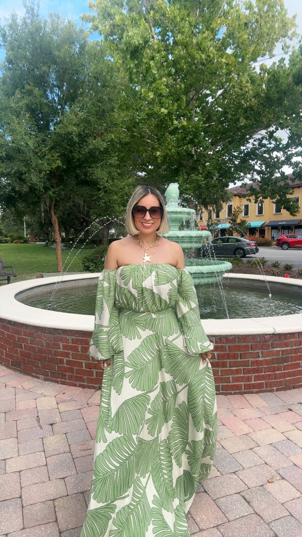 Soft Green Palm Skirt Set