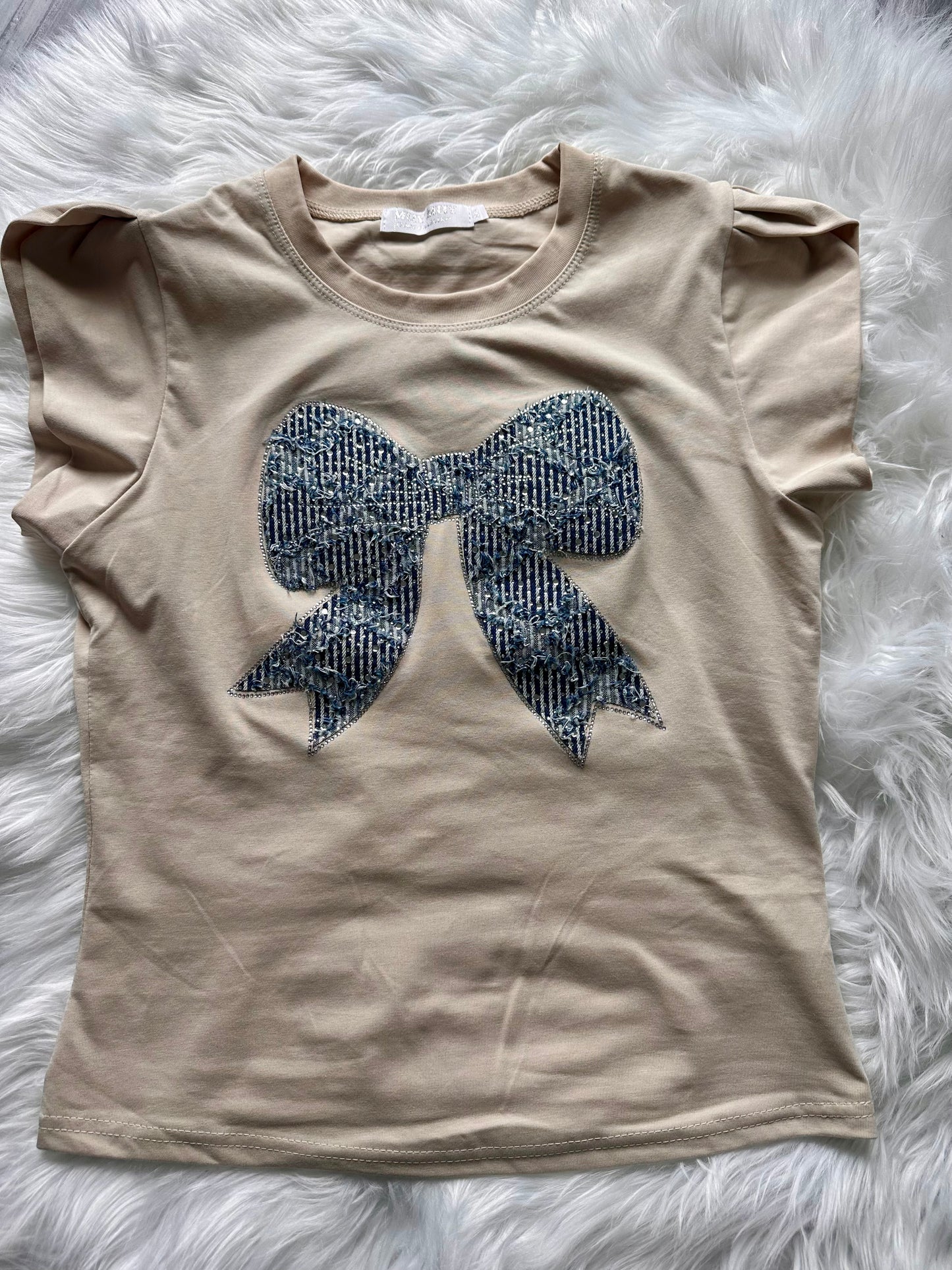 Beige Bow Blouse