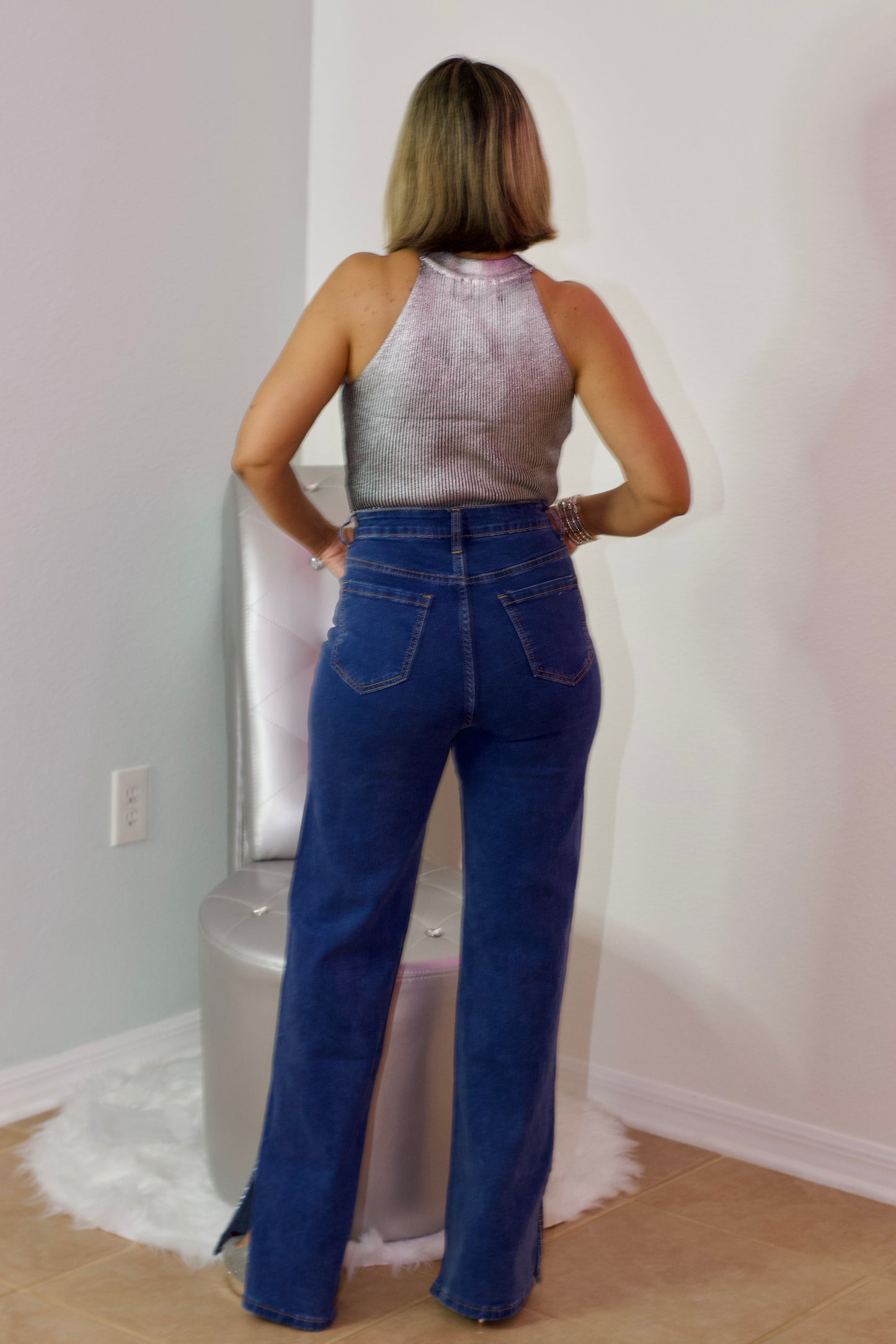Fancy Denim with Metallic Lines