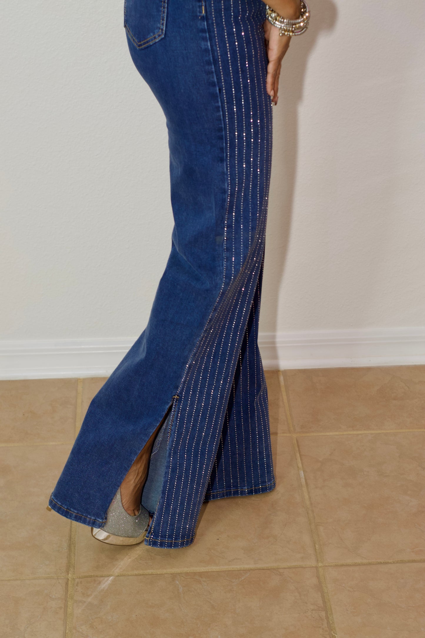 Fancy Denim with Metallic Lines