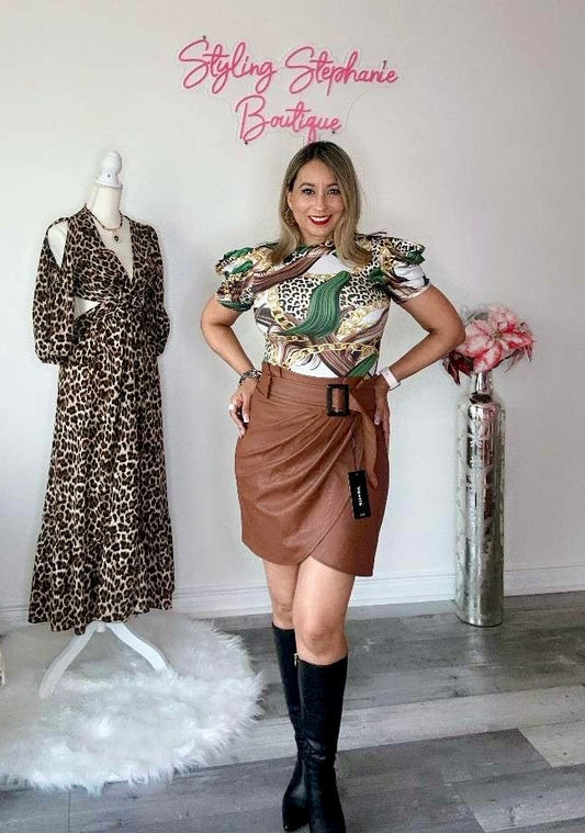 Chain Animal Print Bodysuit