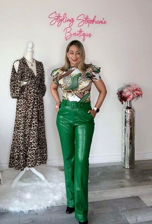 PU Kelly Green pants