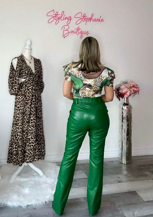 PU Kelly Green pants