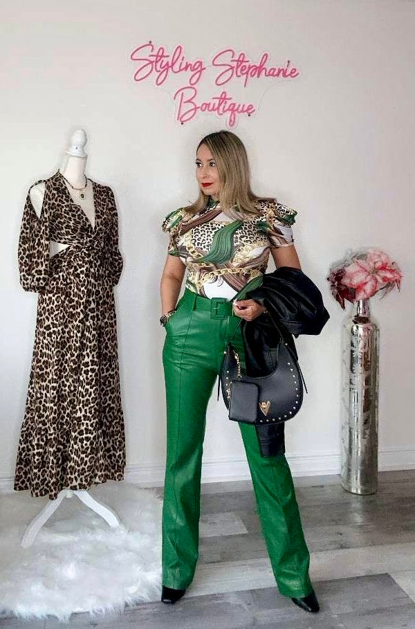PU Kelly Green pants