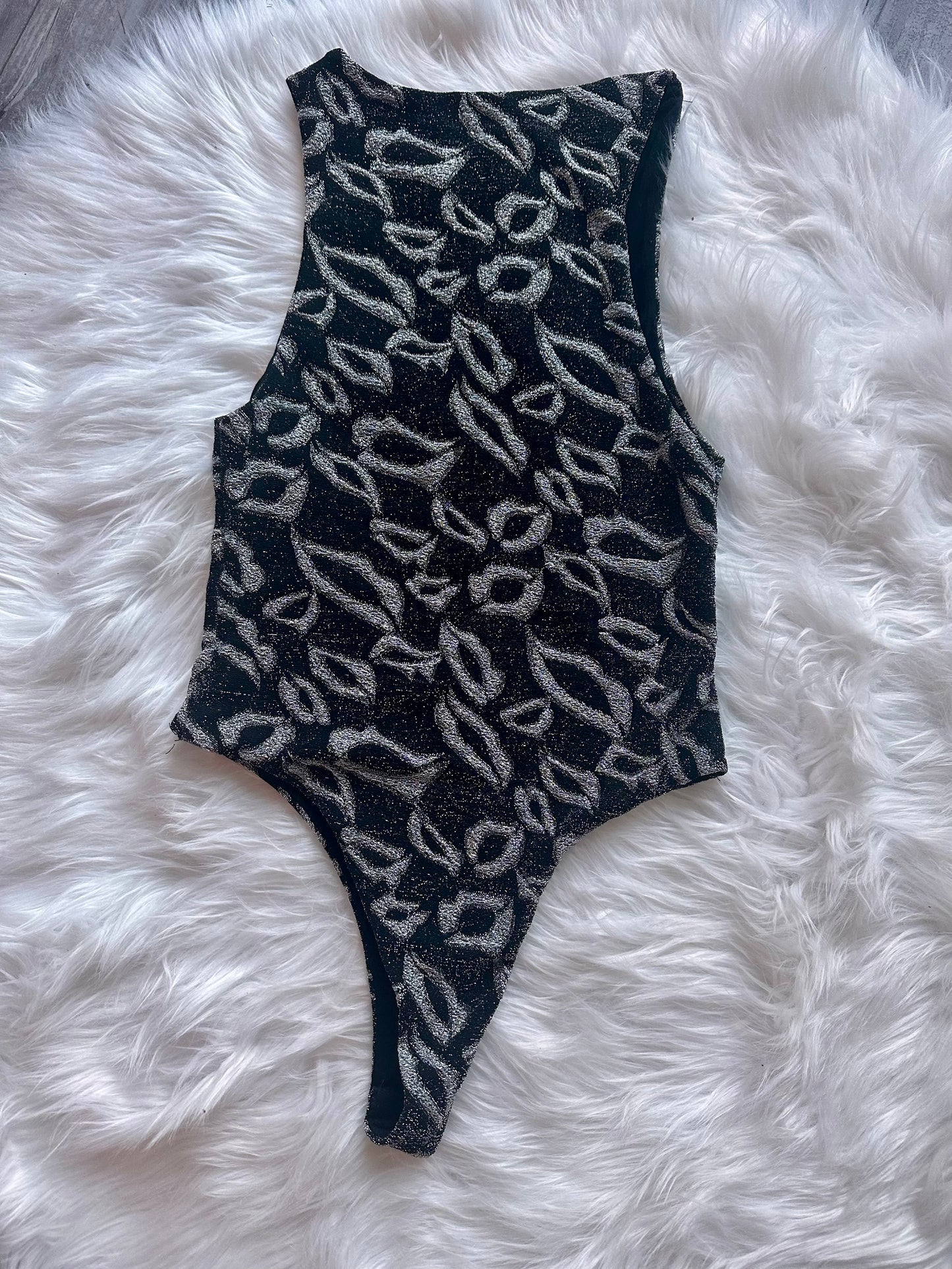 Black and Silver Kiss Bodysuit