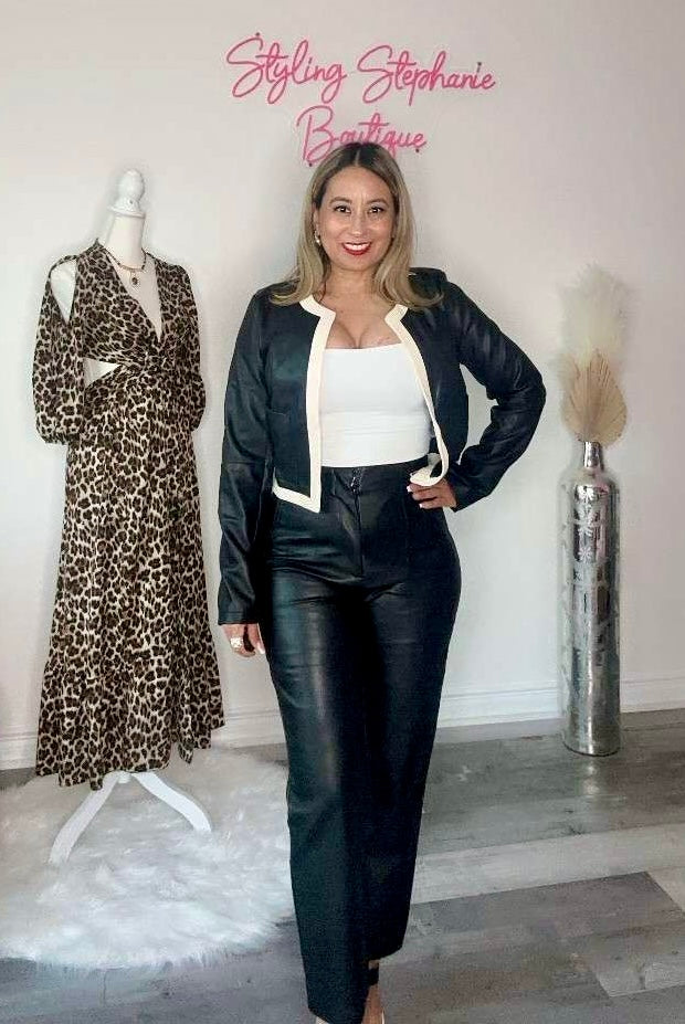 Cute Faux Leather Black Pants