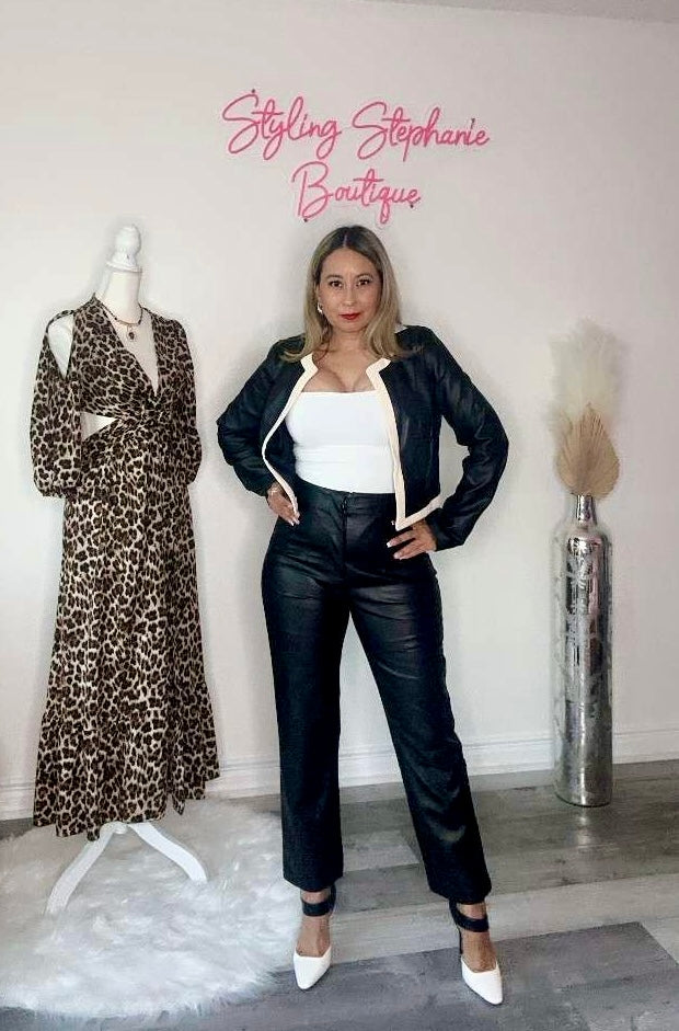 Cute Faux Leather Black Pants