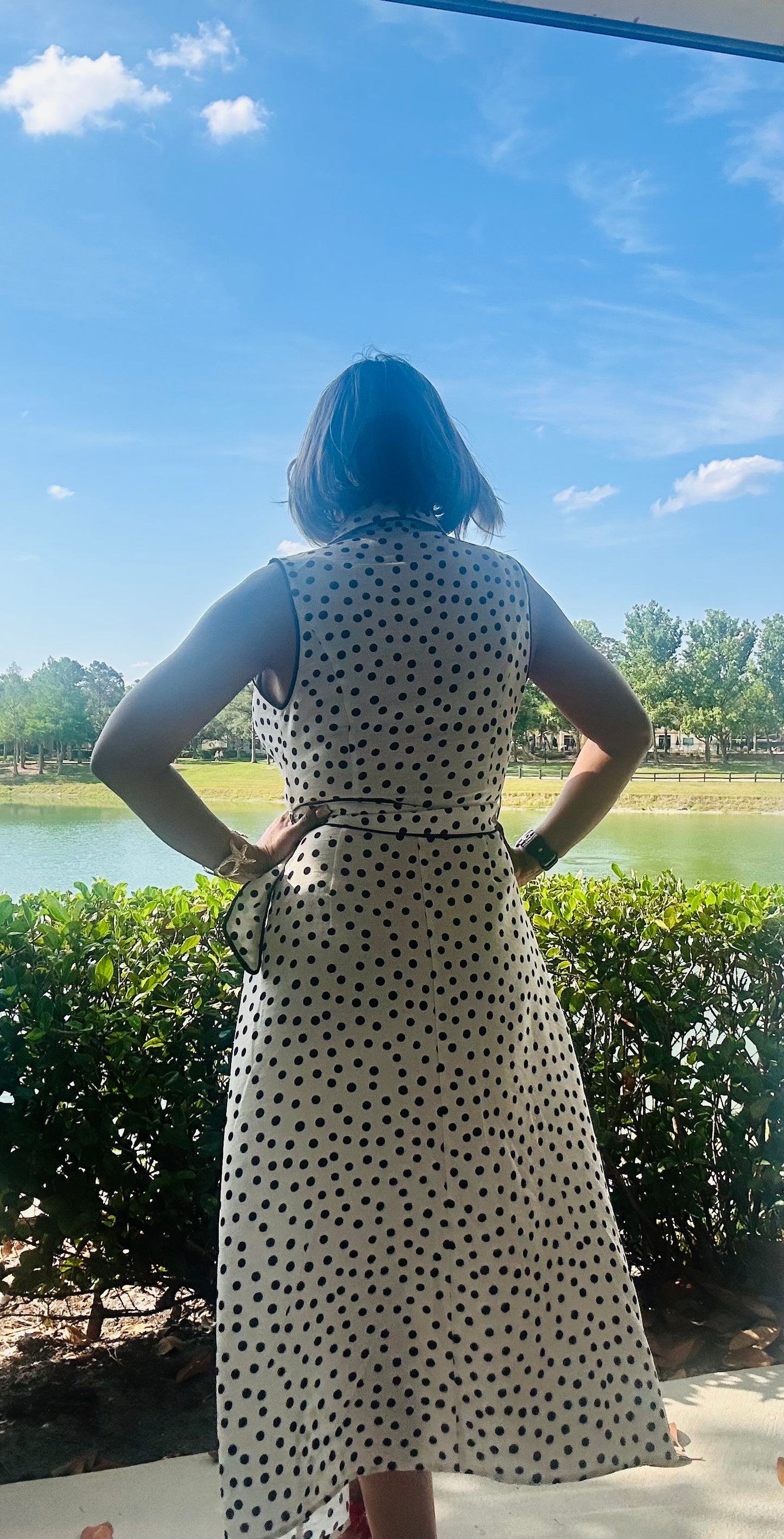 Polka Dot Belted Midi Dress