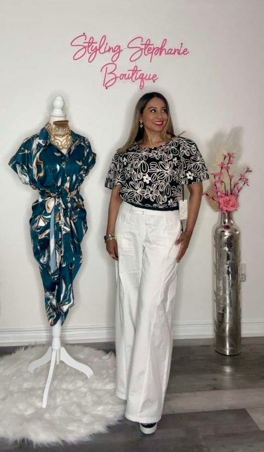 Black Floral Detailed Novelty Top