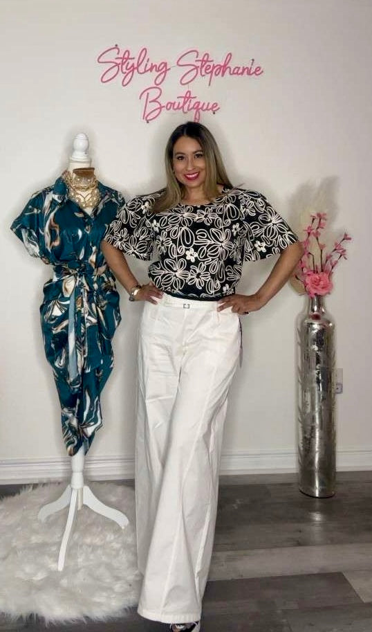 Black Floral Detailed Novelty Top