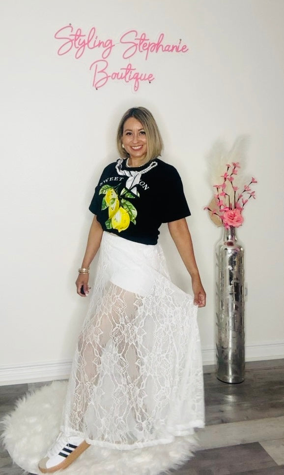 White Summer Lace Skirt with Shorts