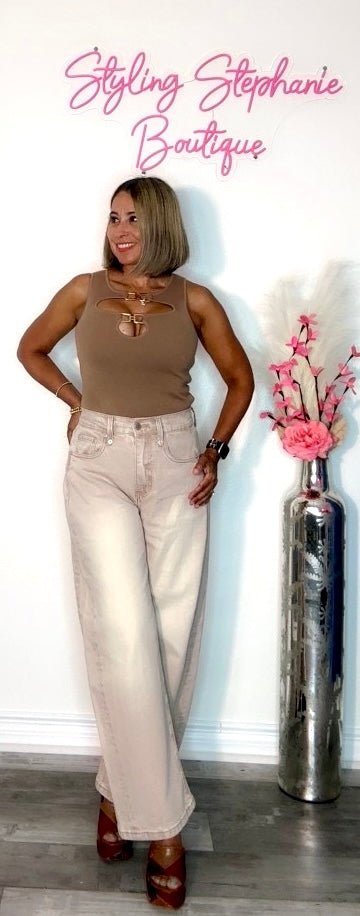 Mocha Buckle Detail Knitted Top