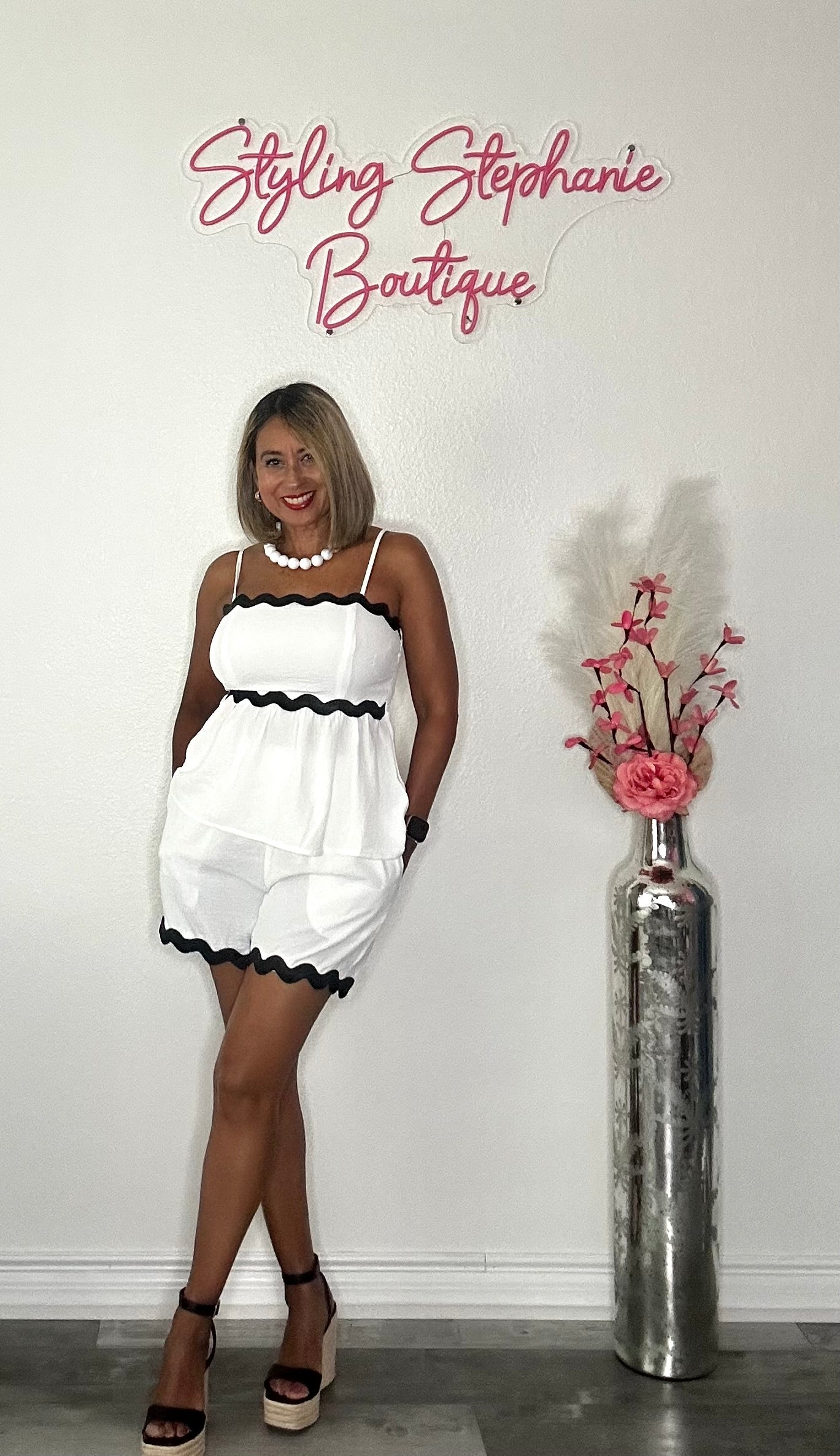 Contrast Ric Rac Cami & Short Set