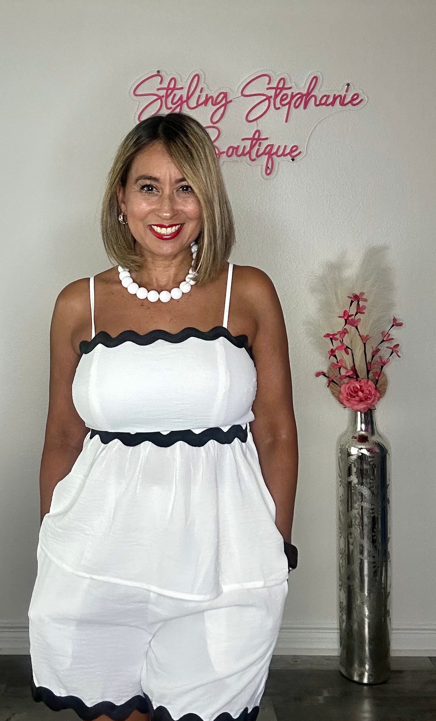 Contrast Ric Rac Cami & Short Set