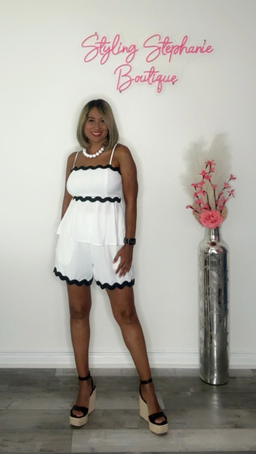 Contrast Ric Rac Cami & Short Set