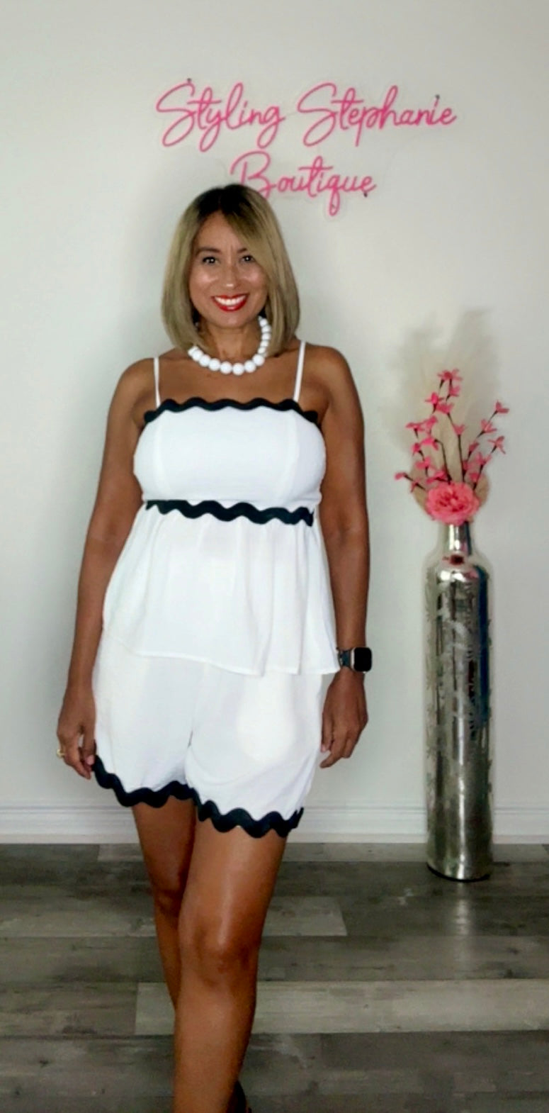 Contrast Ric Rac Cami & Short Set