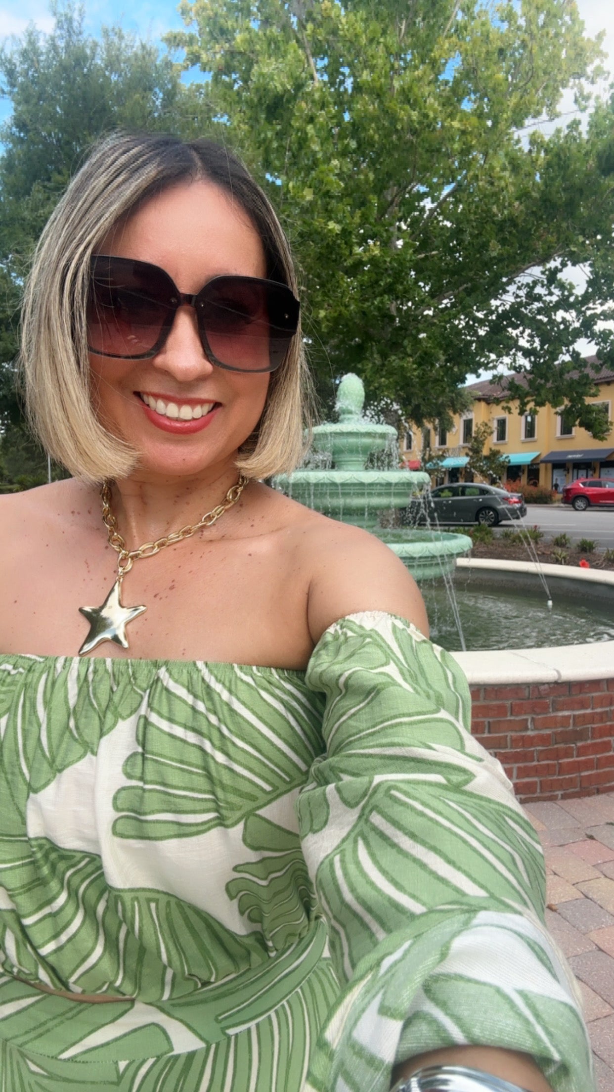 Soft Green Palm Skirt Set