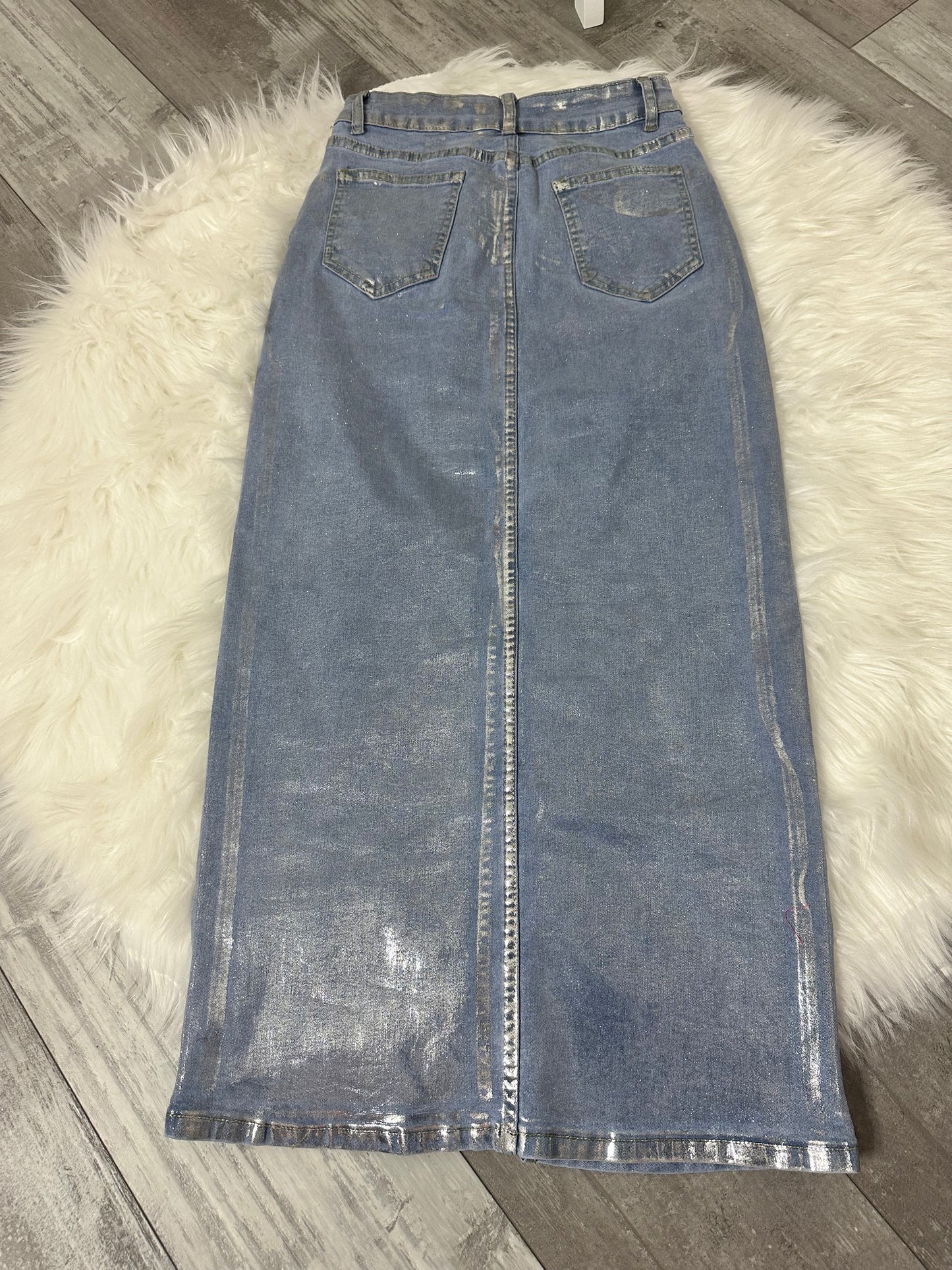 Metallic Denim Skirt