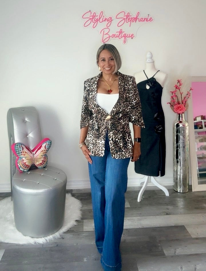 Animal Print 3q Blazer