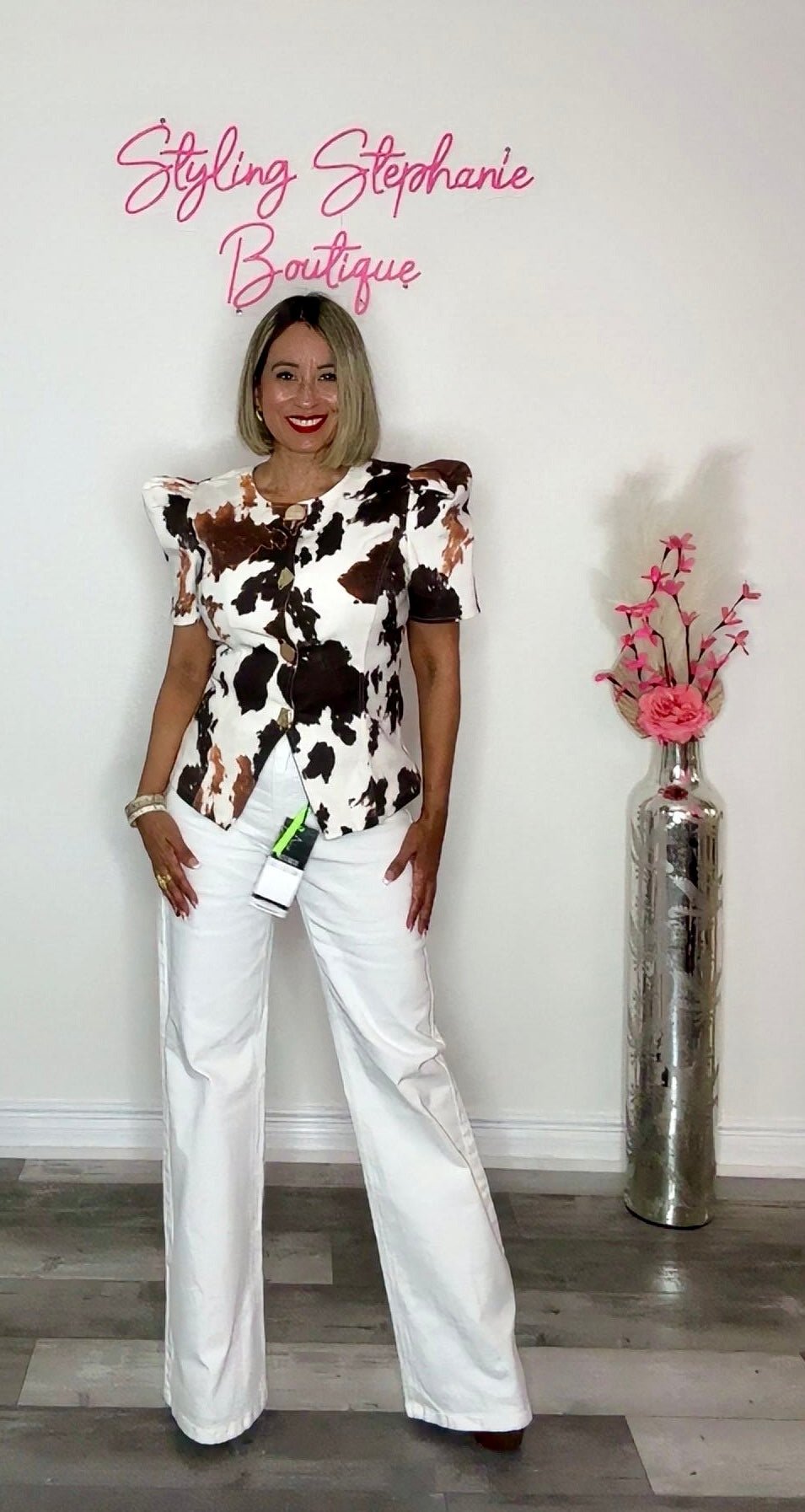 Off White HIgh Rise Wide Leg Jeans