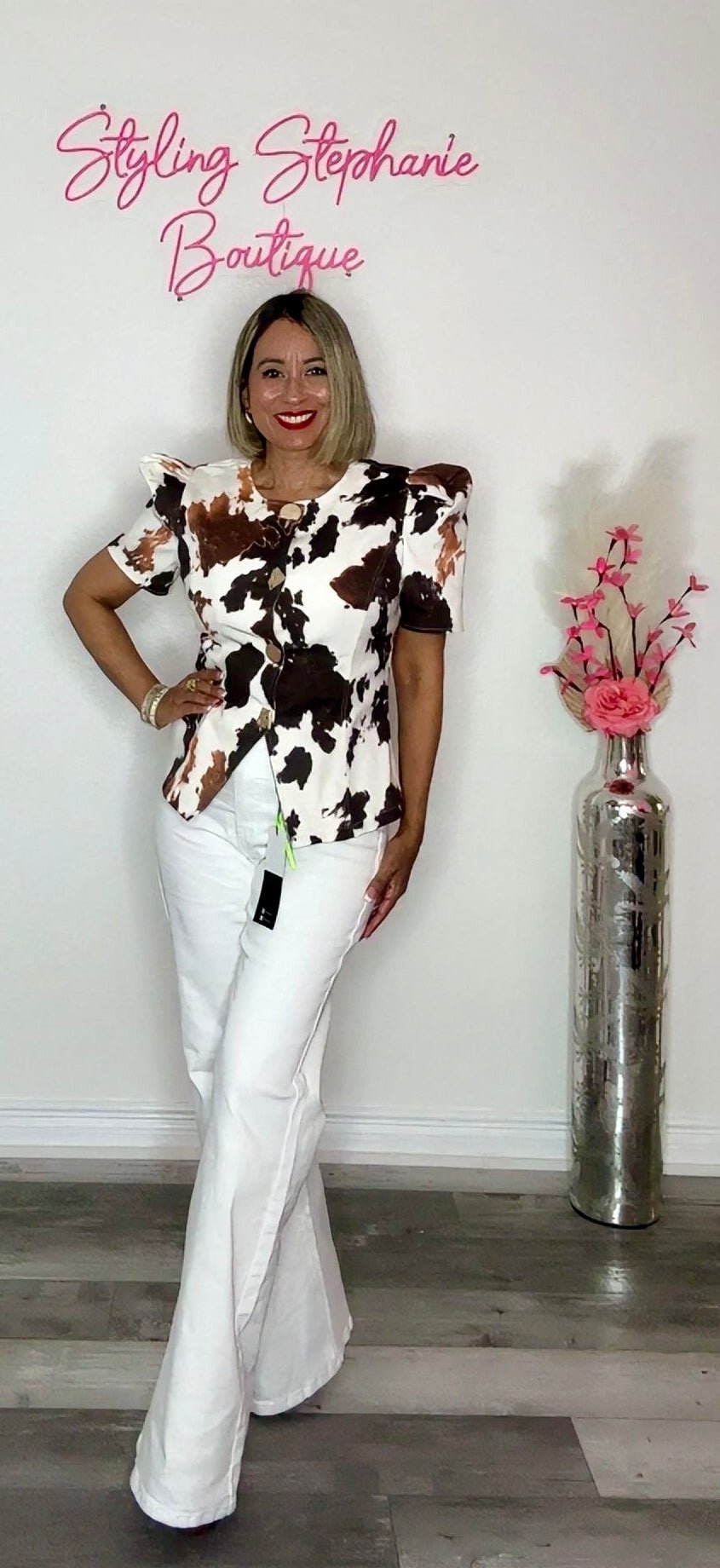 Off White HIgh Rise Wide Leg Jeans