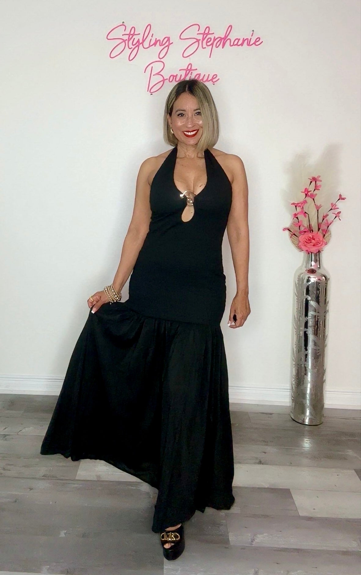 Simply Chic Black Halter Maxi Dress