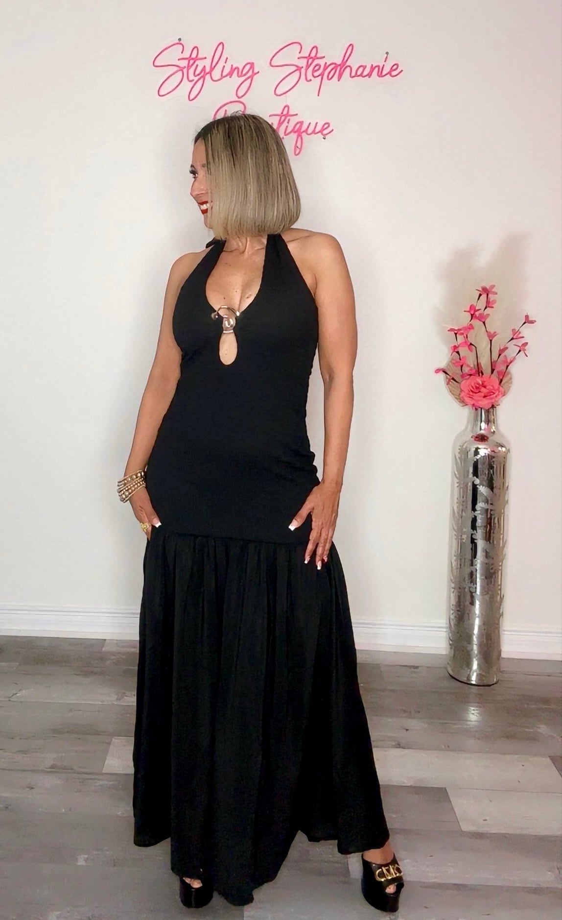 Simply Chic Black Halter Maxi Dress