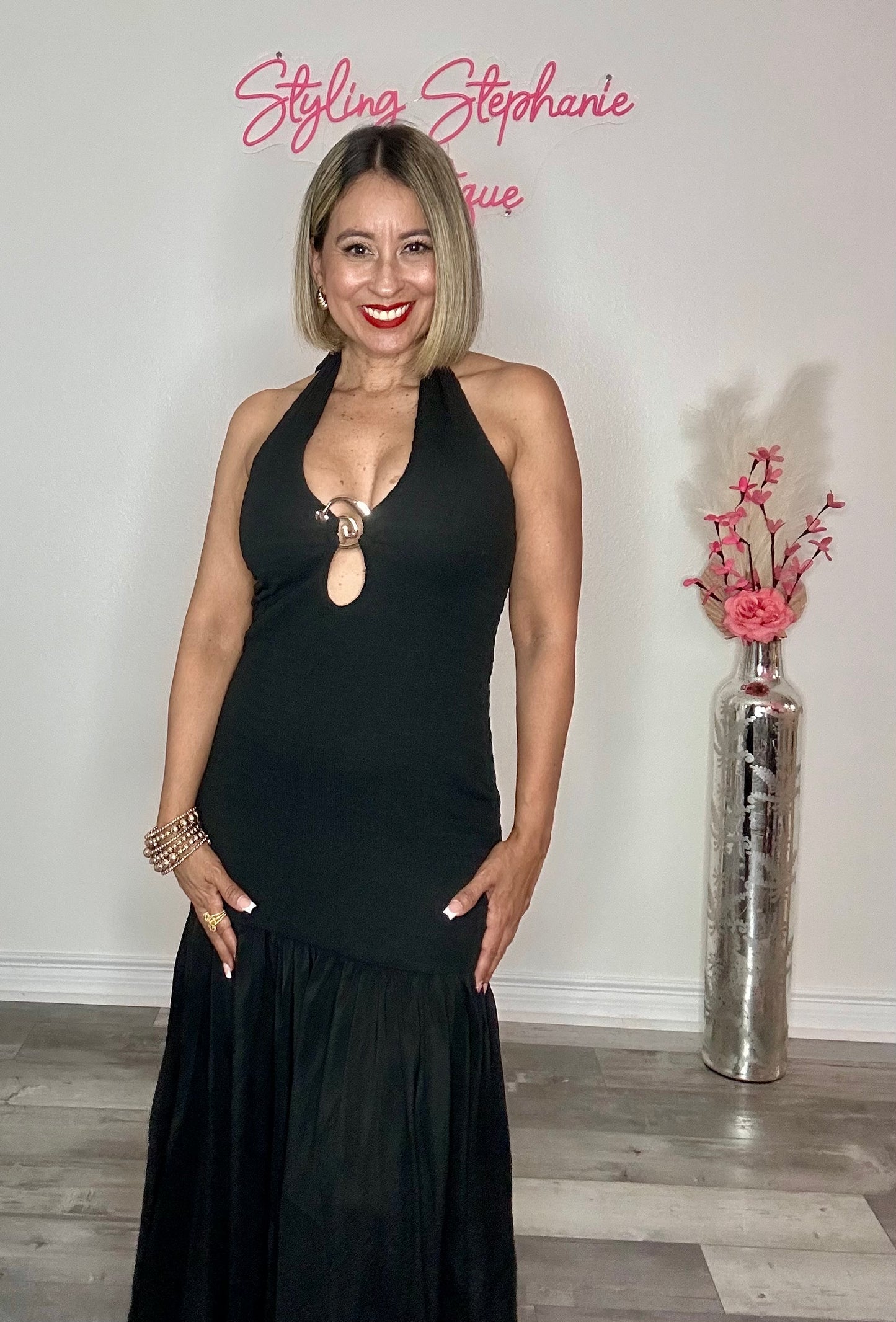 Simply Chic Black Halter Maxi Dress