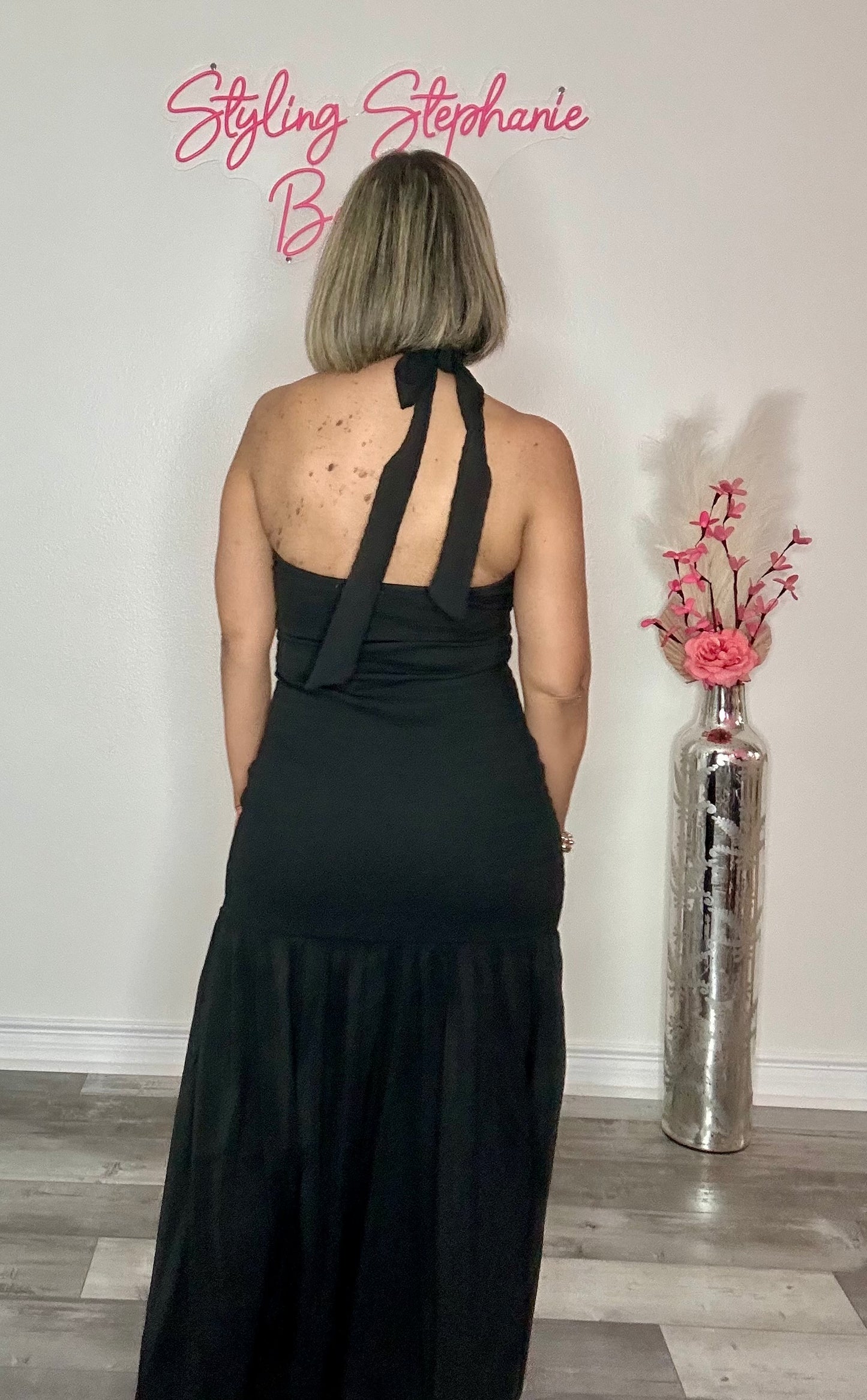 Simply Chic Black Halter Maxi Dress