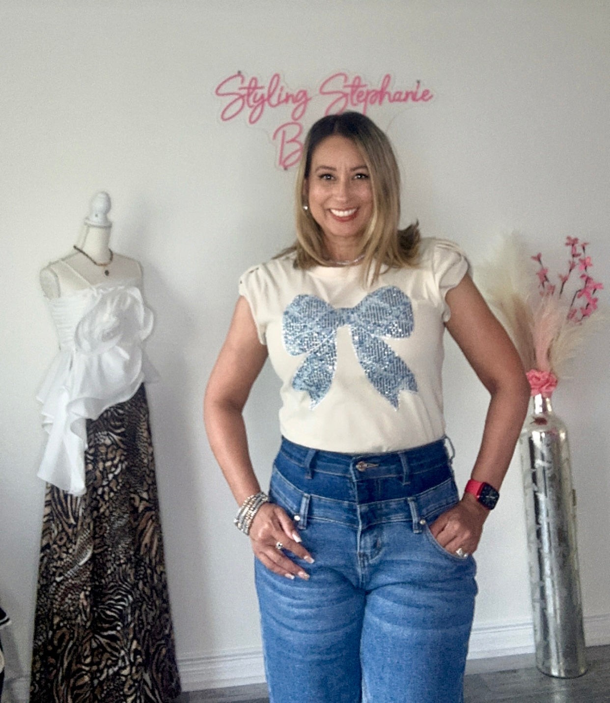 Beige Bow Blouse