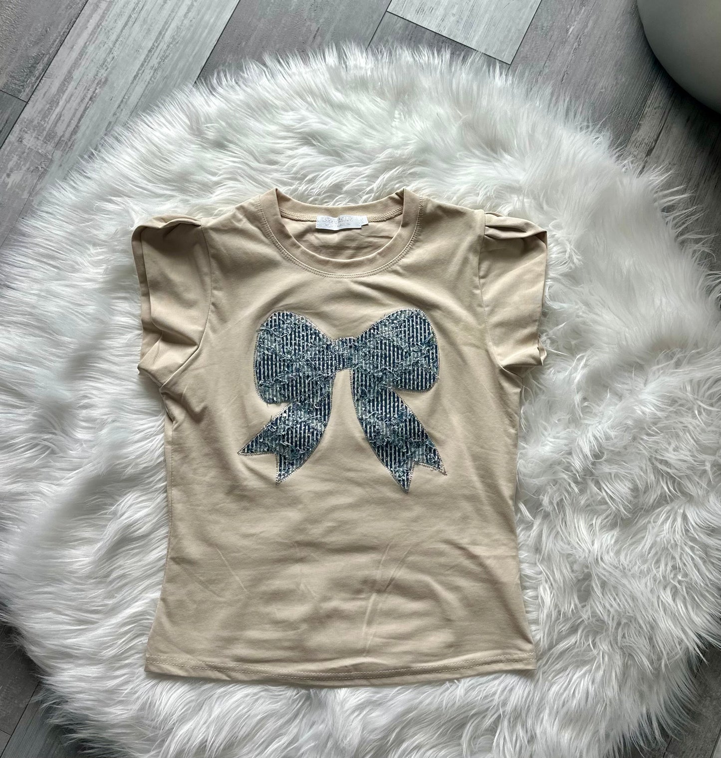 Beige Bow Blouse